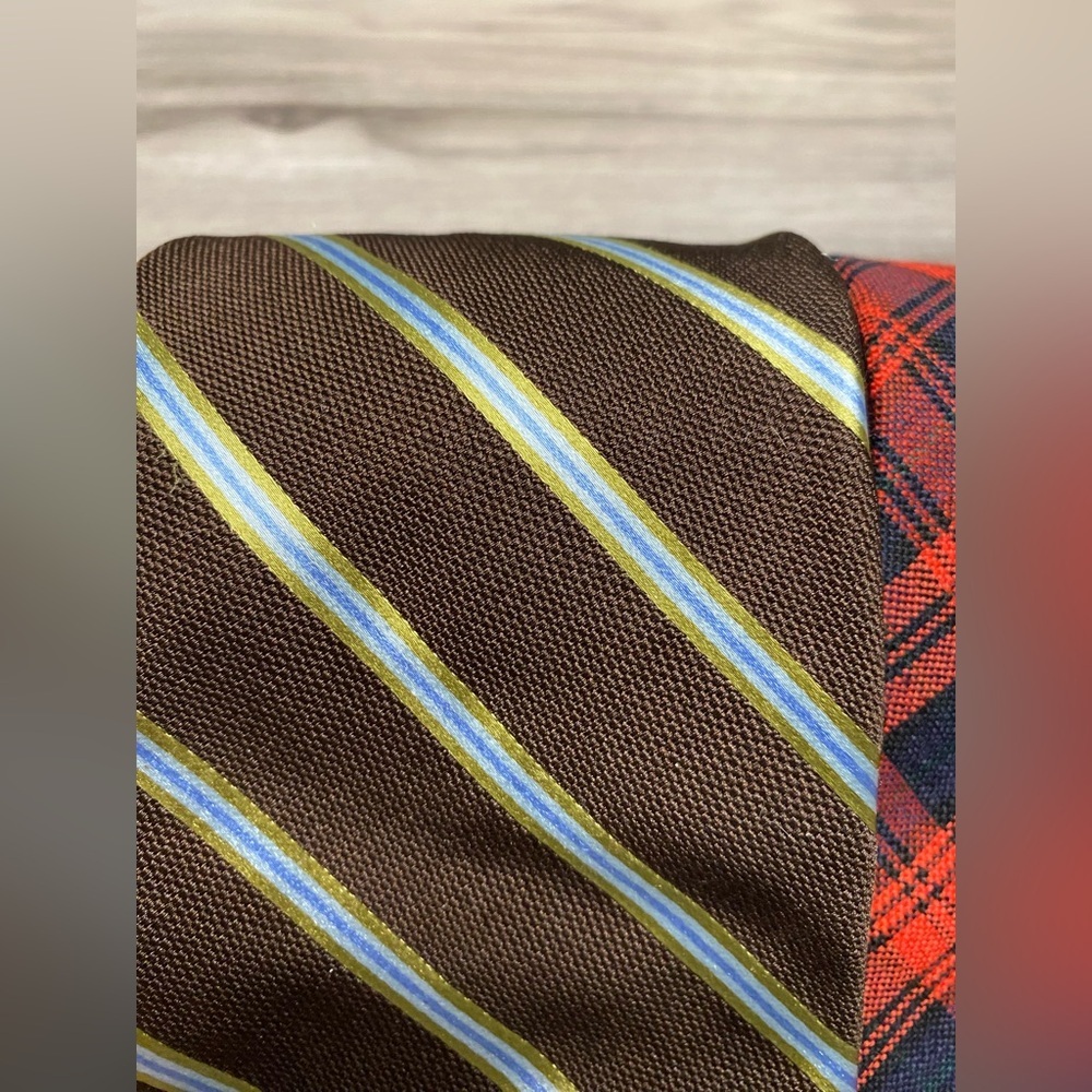 Brooks Brothers Makers Striped Plaid Necktie Lot Of 3 Mens Classic Patterns Silk - Picture 3 of 9